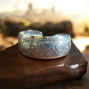 Engraved Silver Cuff Bracelet